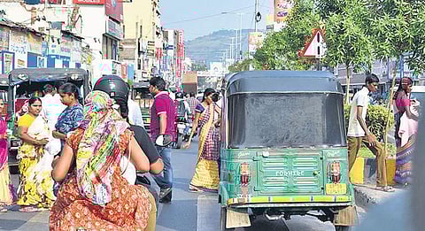 A road in Vijayawada which speaks volumes of the chaotic traffic situation I R V K Rao