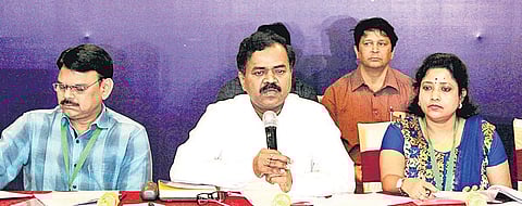 GHMC Commissioner Dana Kishore speaking at a press conference about election arrangements in Hyderabad, on Saturday | Sathya Keerthi