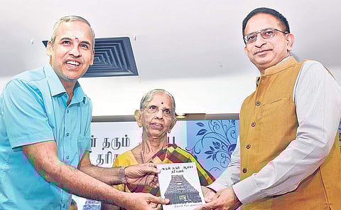 The book was launched by S Narayan, former finance and economic affairs secretary (right)  Martin Louis