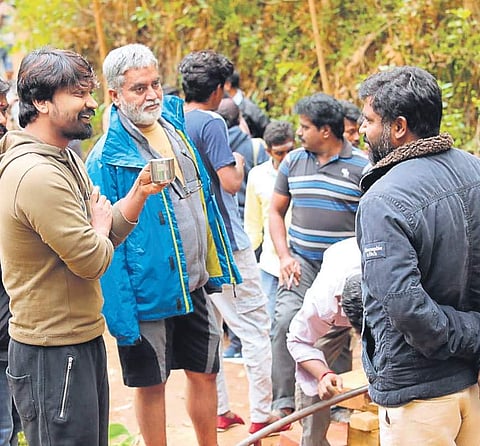 Krishna at the sets of Kazhugu 2