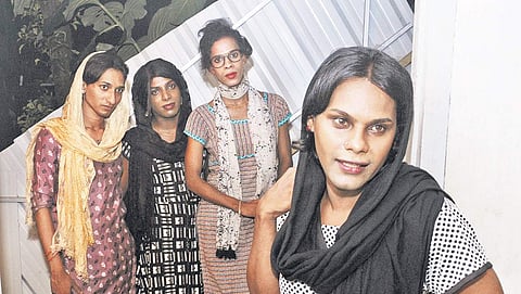 Sajana Shaji with the adopted transgender persons at her house at Palarivattom in Kochi | A Sanesh