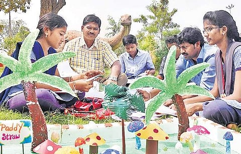 Students from various government and private schools from across the district took part in the science congress and showcased their projects.  (Photo | EPS)