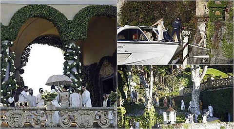 The first pictures from Hindi actors Deepika Padukone and Ranveer Singh’s Konkani-style wedding in Lake Como, Italy are in! (Photos | AP)