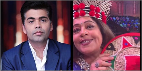 Kirron Kher was gifted a traditional North Eastern headgear on the India's Got Talent Show and Karan Johar refused to wear it. (Photos | Twitter/ PTI)