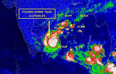 Latest satellite image of Cyclonic storm Gaja released by the IMD.