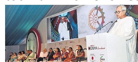CM Naveen Patnaik addressing the women entrepreneurship at Make-in-Odisha conclave (Photo:ENS)