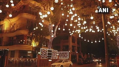 The Bhavnani residence is all decked upto welcome the newly married couple Deepika Padukone and Ranveer Singh in Mumbai. (Photo | ANI)