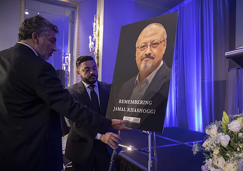 An image of Jamal Khashoggi set up at an event to remember the slain journalist. (File | AP)