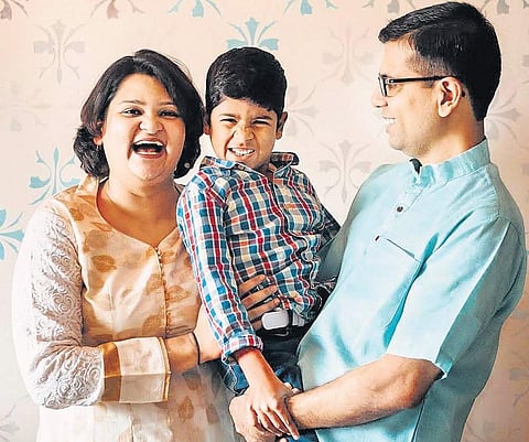 Sarmishta Venkatesh and Venkatesh Gopalakrishnan  with their son Abhi