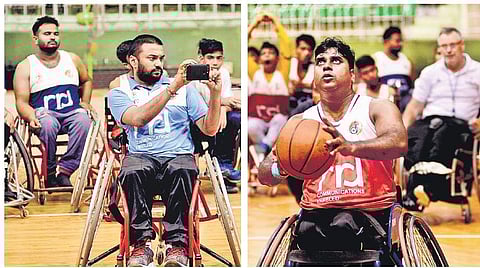 Players during the development camp conducted by Wheelchair Basketball Federation at JN Stadium