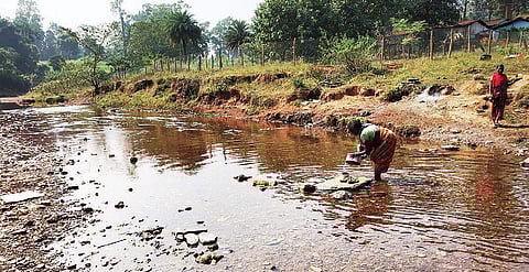 Residents, whose only source of water is the Hamsagadha, say mining nearby has contaminated the river, which is now called the Chiria nala (drain) | EXPRESS