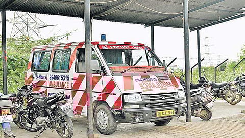 An ambulance parked on an NH to attend to road accident victims | P Jawahar