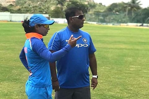 Coach Ramesh Poar with star batswoman Mithali Raj (Photo | BCCI)