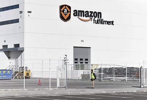 Picture shows the US electronic commerce and cloud computing company Amazon's facilities in San Fernando de Henares, the biggest in Spain, during a strike on November 23, 2018.  (Photo | AFP)