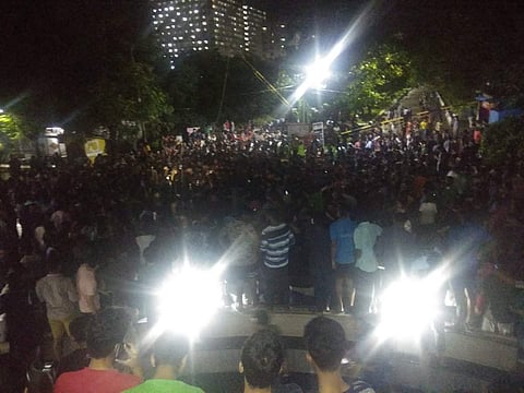 A protest started at Chennai's SRM University. (Photo | Twitter)