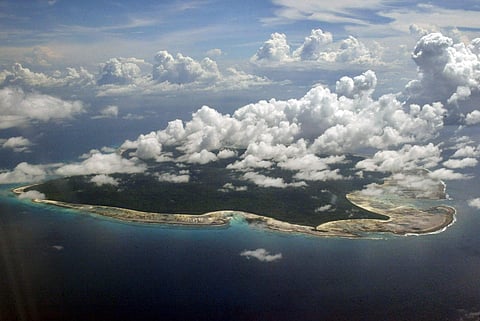Clouds hang over the North Sentinel Island, in India's southeastern Andaman and Nicobar Islands. 