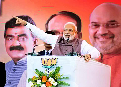 Prime Minister Narendra Modi attacks Congress for comparing sliding rupee with his mother