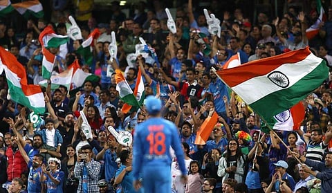 Indian fans at the SCG. Virat Kohli in the foreground. (Photo | Twitter/@BCCI)