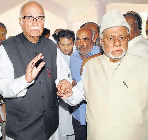 Sharief with the then BJP prime ministerial candidate L K Advani | Express
