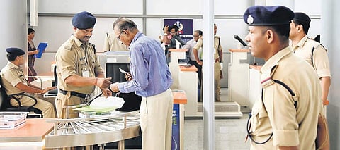 Baggage checking by security personnel at airport. (EPS file image used for representational purpose only)