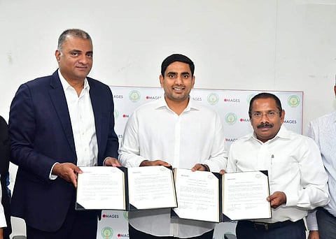 A MoU was signed between Mages Electronics Parks and the Government of AP. (Photo: Twitter/ Lokesh Nara)