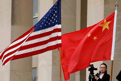 US and Chinese flags are seen before Defense Secretary James Mattis welcomes Chinese Minister of National Defense Gen. Wei Fenghe to the Pentagon in Arlington, Virginia, U.S., November 9, 2018. (File Photo |Reuters)