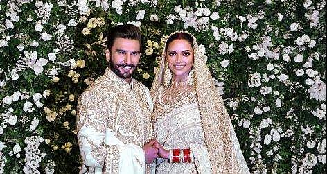 Deepika Padukone and Ranveer Singh at at their Mumbai wedding reception (Photo | PTI)