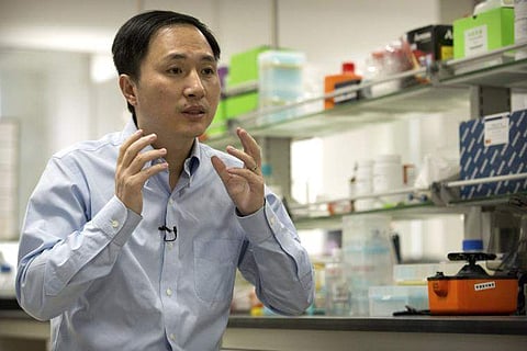 He Jiankui speaks during an interview at a laboratory in Shenzhen in southern China's Guangdong province. (Photo | AP)