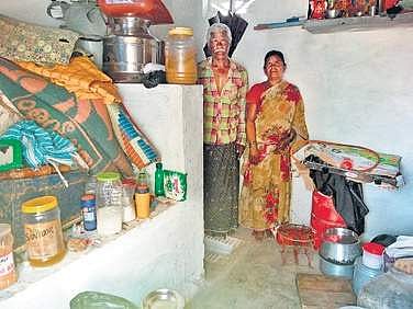 The elderly couple have been living in their neighbour’s toilet for over a year