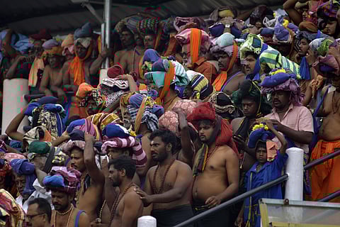 Ayyappa devotees at Sannidhanam on Thursday (Photo | EPS)