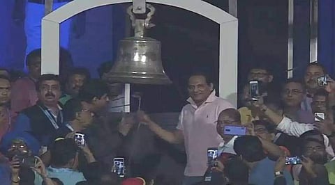 Mohammad Azharuddin rang the bell at Eden Gardens before India vs West Indies T20I. (Photo |Twitter)