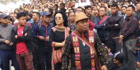 The NGO Coordination Committee on Tuesday staged a massive sit-in demonstration outside the state Assembly demanding that the state’s chief electoral officer (CEO), SB Shashank. (Photo | EPS)