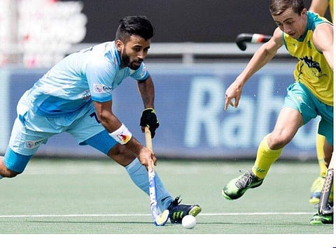 Manpreet Singh in action. (Photo | Twitter/HockeyIndia)