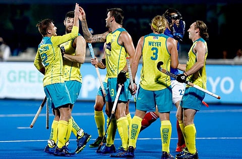 Australia will play the winner of Thursday's last quarter-final between India and Netherlands in the semi-finals on Saturday. (Photo | Twitter/Hockey India)