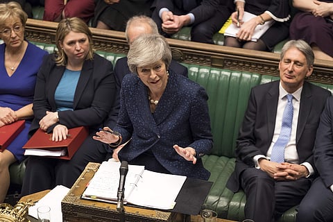 Britain's Prime Minister Theresa May speaks during the regular scheduled Prime Minister's Questions inside the House of Commons in London, Wednesday Dec. 12, 2018. (Photo | AP)