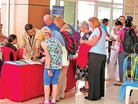 Tourists who arrived at Cochin Port in the luxury cruise ‘Marella Discovery’