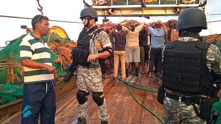 Navy vessel seizes arms and ammunition from fishing vessel off Somalian coast