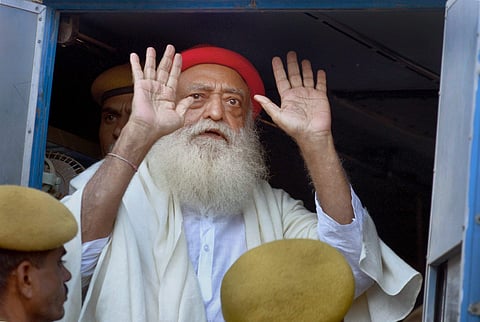 File photo of Asaram Bapu after being produced at the sessions court in Jodhpur November 30, 2013. (Photo | PTI)
