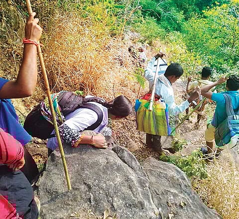 The health workers on way to Tarajhar, Kuruwapani and Dadhapani | express photo
