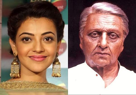 Kajal Aggarwal and 'Indian thatha' Kamal Haasan (Photo | EPS and YouTube)
