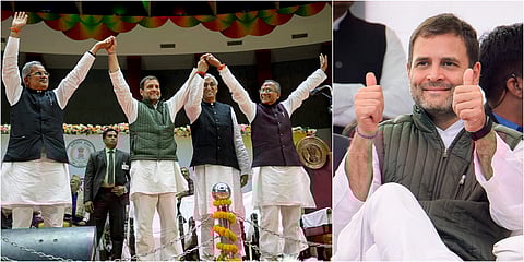 The Congress chief ministers in three heartland states of Madhya Pradesh, Rajasthan and Chhattisgarh took oath amid much fanfare on 17 December 2018 in the presence of party president Rahul Gandhi, former prime minister Manmohan Singh and a host of opposi