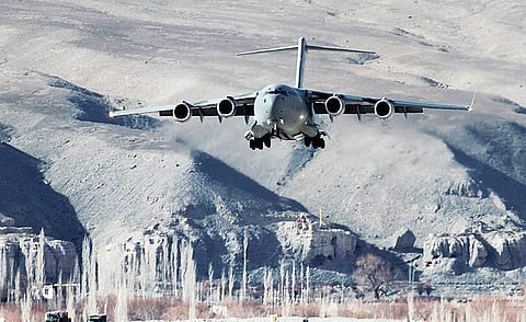 Western Air Command (WAC) of the IAF airlifted a record 463 tonnes of loads from its airbase at Chandigarh to airfields and drop zones in the Ladakh region, in a single wave. (File Photo)