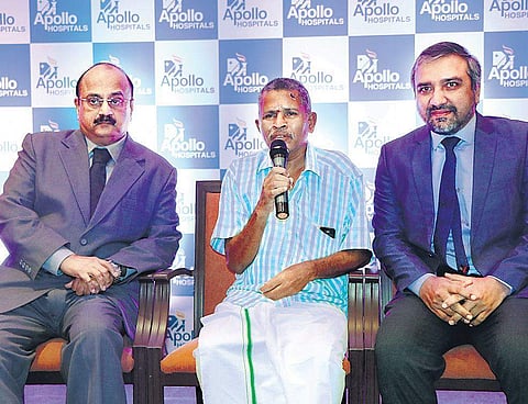 Loganthan (centre) came to Apollo Hospitals with complaints of fluid discharge from his right ear, periodical headaches. (Abhishak G | EPS)