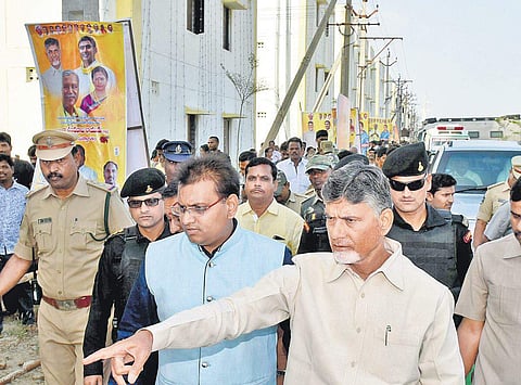 CM N Chandrababu Naidu inspects the houses which he distributed to the poor in Chittoor district on Thursday | Express