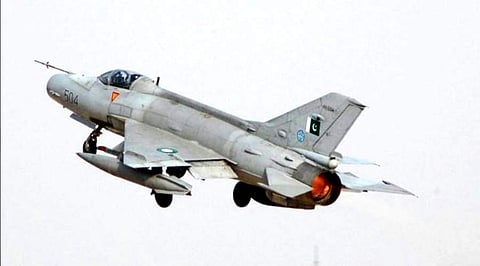 The  Chinese made aircraft crashed in the Sabzazar area of Mianwali (Twitter/Pakistan Defence)