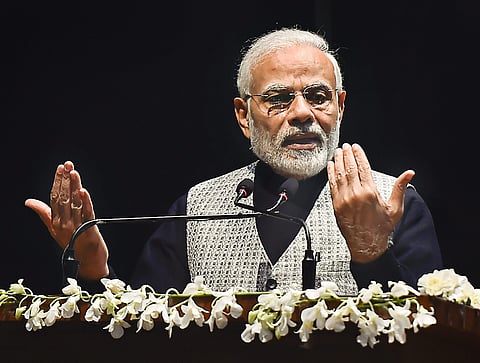 Prime Minister Narendra Modi addresses after releasing a commemorative coin in honour of AB Vajpayee in New Delhi (Photo  PTI)