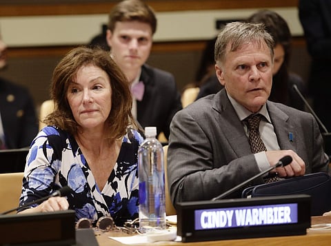 FILE - In this May 3, 2018, file photo, Fred Warmbier, right, and Cindy Warmbier, parents of Otto Warmbier, wait for a meeting at the United Nations headquarters. (Photo | AP)
