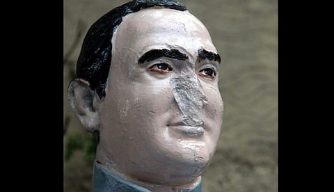 The vandalised statue of late prime minister Rajiv Gandhi at Vepery in the year 2011. Image used for representational purpose only.  (Photo | EPS)