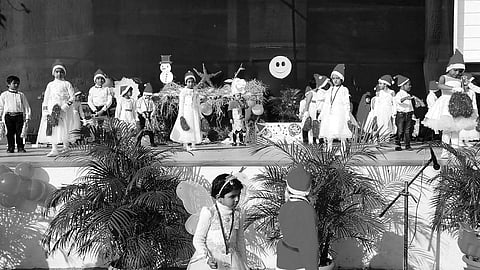 Students performing Christmas carol at DAV Public School, Sarbahal | Express