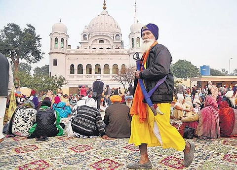 A Sikh pilgrim at Kartarpur in Pakistan (Photo|  PTI)